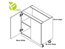 800mm Kitchen Base Unit Midnight Blue Cabinet Cupboard Dark Navy Slab Doors - Nora - thumbnail 4