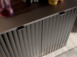 Black Sideboard Cabinet Small Compact Slimline 800mm Buffet Unit Ribbed Fluted Doors - Nuvo - thumbnail 3