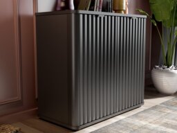 Black Sideboard Cabinet Small Compact Slimline 800mm Buffet Unit Ribbed Fluted Doors - Nuvo - thumbnail 2