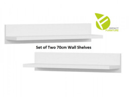 Floating Wall Shelf Set of Two Panels 70cm White Display Book Storage - Fever - thumbnail 4