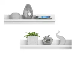 White Wall Shelf Unit Set of Two Book Shelf Panels 70cm Modern Display Storage Small Bookshelf Panel Units - Fever - thumbnail 4