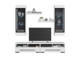 White Wall Shelf Unit Set of Two Book Shelf Panels 70cm Modern Display Storage Small Bookshelf Panel Units - Fever - thumbnail 3