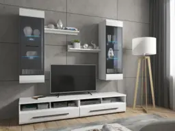 White Wall Shelf Unit Set of Two Book Shelf Panels 70cm Modern Display Storage Small Bookshelf Panel Units - Fever - thumbnail 2