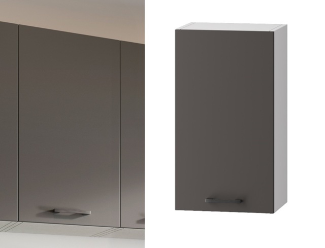 Kitchen Wall Unit 400mm Storage Cabinet Left Right Opening Door Cupboard Dark Grey - Clara - image 1