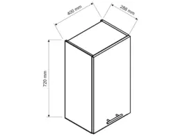 Kitchen Wall Unit 400mm Storage Cabinet Left Right Opening Door Cupboard Dark Grey - Clara - thumbnail 4