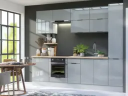 Kitchen Cabinets Cupboards 12 Unit Slim 400 Larder Oven Housing DIY Set 280cm Light Grey Gloss - Star