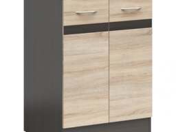 600mm Kitchen Base Unit Cabinet 2 Door 60cm Cupboard Dark Wood Wenge/Oak Effect Junona - thumbnail 2