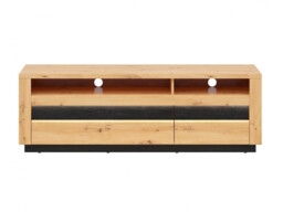 Oak TV Unit Entertainment Stand Wide Cabinet with Drawers LED Lights Artisan Oak Black Effect Modern Boho - Ostia - thumbnail 4
