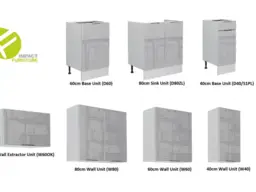 Kitchen Cabinets Cupboards 7 Unit DIY Set 240cm Scandinavian Style Light Grey Gloss - Star - thumbnail 2