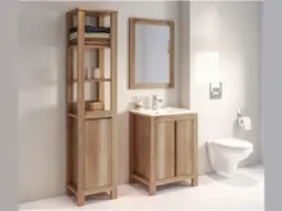 Freestanding Bathroom Cabinet 600mm Vanity Unit with Sink Basin Country Oak Finish - Classic Oak - thumbnail 3