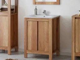Freestanding Bathroom Cabinet 600mm Vanity Unit with Sink Basin Country Oak Finish - Classic Oak