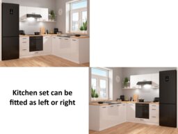 Kitchen Corner Set 9 Cabinets Units White Gloss Modern Freestanding Cupboards Complete DIY Fitted Kitchen - Junona - thumbnail 3