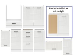 Kitchen Corner Set 9 Cabinets Units White Gloss Modern Freestanding Cupboards Complete DIY Fitted Kitchen - Junona - thumbnail 4