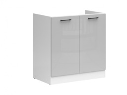 Under Sink Kitchen Cabinet 800mm Sink Unit Small Cupboard Modern Free Standing Grey Gloss - Junona - thumbnail 4