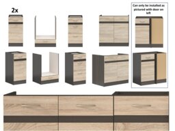 Fitted Kitchen Right Corner Set 9 Cabinet Unit Light Oak Wenge Wood Effect Freestanding Cupboard Complete - Junona - thumbnail 3