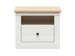 King Size Storage Bedroom Set: Lift Up Bed Frame Wardrobe Sideboard Bedsides White Pine/Oak Effect - Frija - thumbnail 3