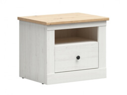 King Size Storage Bedroom Set: Lift Up Bed Frame Wardrobe Sideboard Bedsides White Pine/Oak Effect - Frija - thumbnail 4