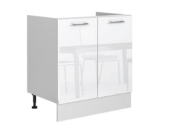 Kitchen Sink Unit with Sit On Sink and Freestanding Base Cabinet 800mm Cupboard White Gloss - Ella - thumbnail 3