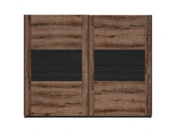 Large Sliding Door Wardrobe w/ Hanging Rail Elegant Bedroom Storage Unit Oak / Black - Kassel - thumbnail 2