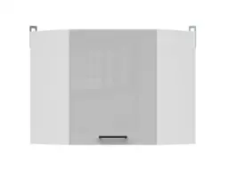Kitchen Corner Wall Unit 600mm Modern Cupboard Cabinet L Shaped Light Grey Gloss- Junona - thumbnail 4