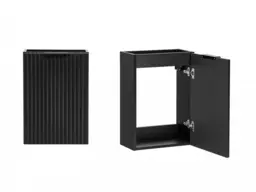 Black Cloakroom Vanity Unit Slimline Small 400mm Wall Hung Fluted Ribbed Sink Cabinet - Adel - thumbnail 4