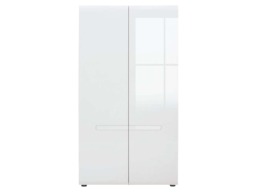 White High Gloss Double Wardrobe Modern Two Door Storage with Dark Wood or Black Inserts - Azteca Trio - thumbnail 4