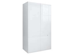 White High Gloss Double Wardrobe Modern Two Door Storage with Dark Wood or Black Inserts - Azteca Trio - thumbnail 3