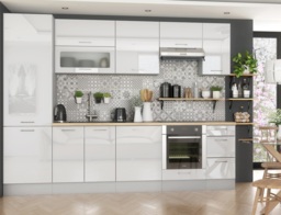 Kitchen Wall Cabinet Cupboard 400mm Unit White High Gloss Narrow Slim Storage Slab Door - Ella - thumbnail 3