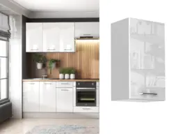 Kitchen Wall Cabinet Cupboard 400mm Unit White High Gloss Narrow Slim Storage Slab Door - Ella - thumbnail 1