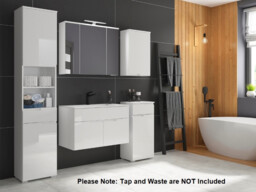 Bathroom Furniture Set with Tallboy 800mm Vanity Floor or Wall Unit Mirror Wall Cabinet White Gloss - Spice - thumbnail 2