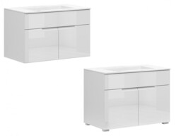 Bathroom Furniture Set with Tallboy 800mm Vanity Floor or Wall Unit Mirror Wall Cabinet White Gloss - Spice - thumbnail 4
