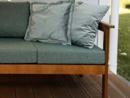 Wooden Garden Bench Seat with Sage Green Cushions Comfy 2 Seater Outdoor Bench - Cozy - thumbnail 2