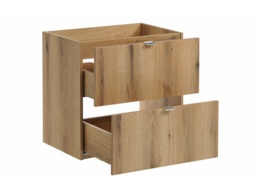 Bathroom Vanity Unit 600mm Wall Hung Sink Cabinet Floating Drawers Oak Effect - Nova - thumbnail 4