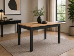 Small Dining Table Oak Black Compact Narrow Slim 4 6 Seater Extendable 100 to 140cm – Ramen Mini - thumbnail 3