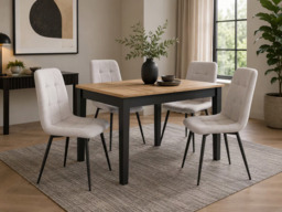 Small Dining Table Oak Black Compact Narrow Slim 4 6 Seater Extendable 100 to 140cm – Ramen Mini