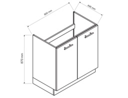 Kitchen Sink Unit 800mm Base Cabinet Under Sink Cupboard Dark Grey and Oak Effect - Clara - thumbnail 4
