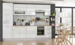 Kitchen Glass Wall Cabinet 800mm Display Unit White High Gloss Cupboard Glazed Lift Up Door - Ella - thumbnail 3