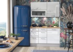 Kitchen Glass Wall Cabinet 800mm Display Unit White High Gloss Cupboard Glazed Lift Up Door - Ella - thumbnail 2
