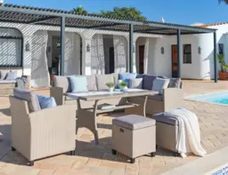 Garden Dining Set Outdoor Rattan Corner Sofa with Table 8 Seater Patio Decking Terrace Beige Brown - Barca - thumbnail 2