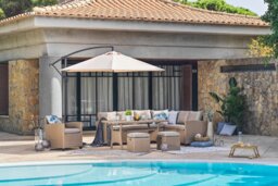 Garden Dining Set Outdoor Rattan Corner Sofa with Table 8 Seater Patio Decking Terrace Beige Brown - Barca - thumbnail 3