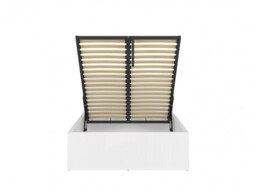 Small Double Bed Frame Ottoman Euro 120cm Gas Lift Up Storage White Gloss Modern Sturdy - Tetrix - thumbnail 2