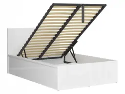 Small Double Bed Frame Ottoman Euro 120cm Gas Lift Up Storage White Gloss Modern Sturdy - Tetrix - thumbnail 1