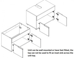 White Vanity Unit 800mm Bathroom Cabinet Floor Standing or Wall Hung with Countertop White Gloss - Spice - thumbnail 4