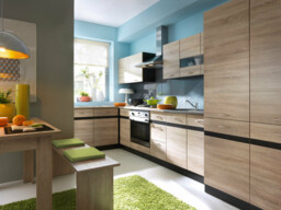 Kitchen Corner Cabinets Set of12 Base Wall Larder Units Left L Shaped 480cm Wenge / Sonoma Oak Effect - Junona