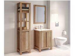 Vanity Bathroom 600mm Sink Cabinet Freestanding Tallboy Unit & Mirror Oak Finish - Classic Oak - thumbnail 2
