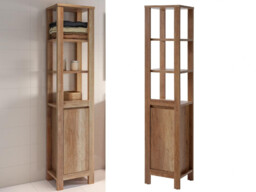 Vanity Bathroom 600mm Sink Cabinet Freestanding Tallboy Unit & Mirror Oak Finish - Classic Oak - thumbnail 4