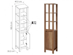 Vanity Bathroom 600mm Sink Cabinet Freestanding Tallboy Unit & Mirror Oak Finish - Classic Oak - thumbnail 3