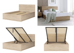Modern Sturdy Ottoman Euro 140cm Double Bed Frame Gas Lift Up Storage Sonoma Oak - Tetrix - thumbnail 1