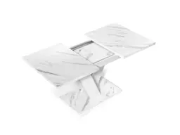 White Marble Dining Table Small Kitchen Table 120-160cm Extending White Marble Effect Top - Masy - thumbnail 4