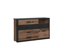 King Size Bed Euro Frame with Built-in Bedside Cabinets Lights USB Ports Sideboard Oak Black - Kassel Bedroom - thumbnail 3